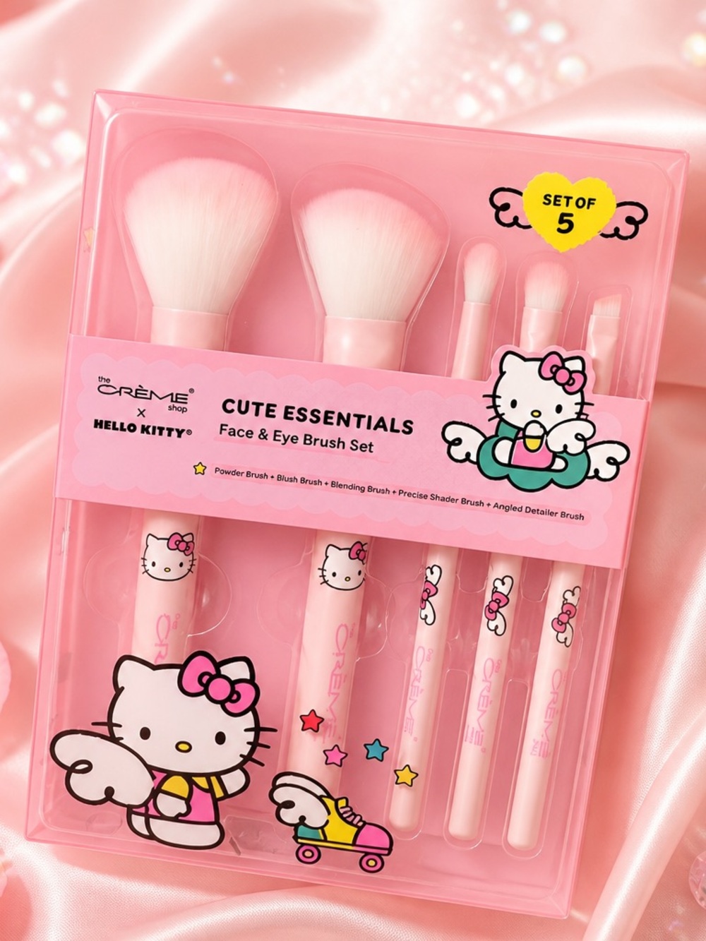 The Crème Shop x Hello Kitty Cute Essentials 5 Pc Face & Eye Brush Set New